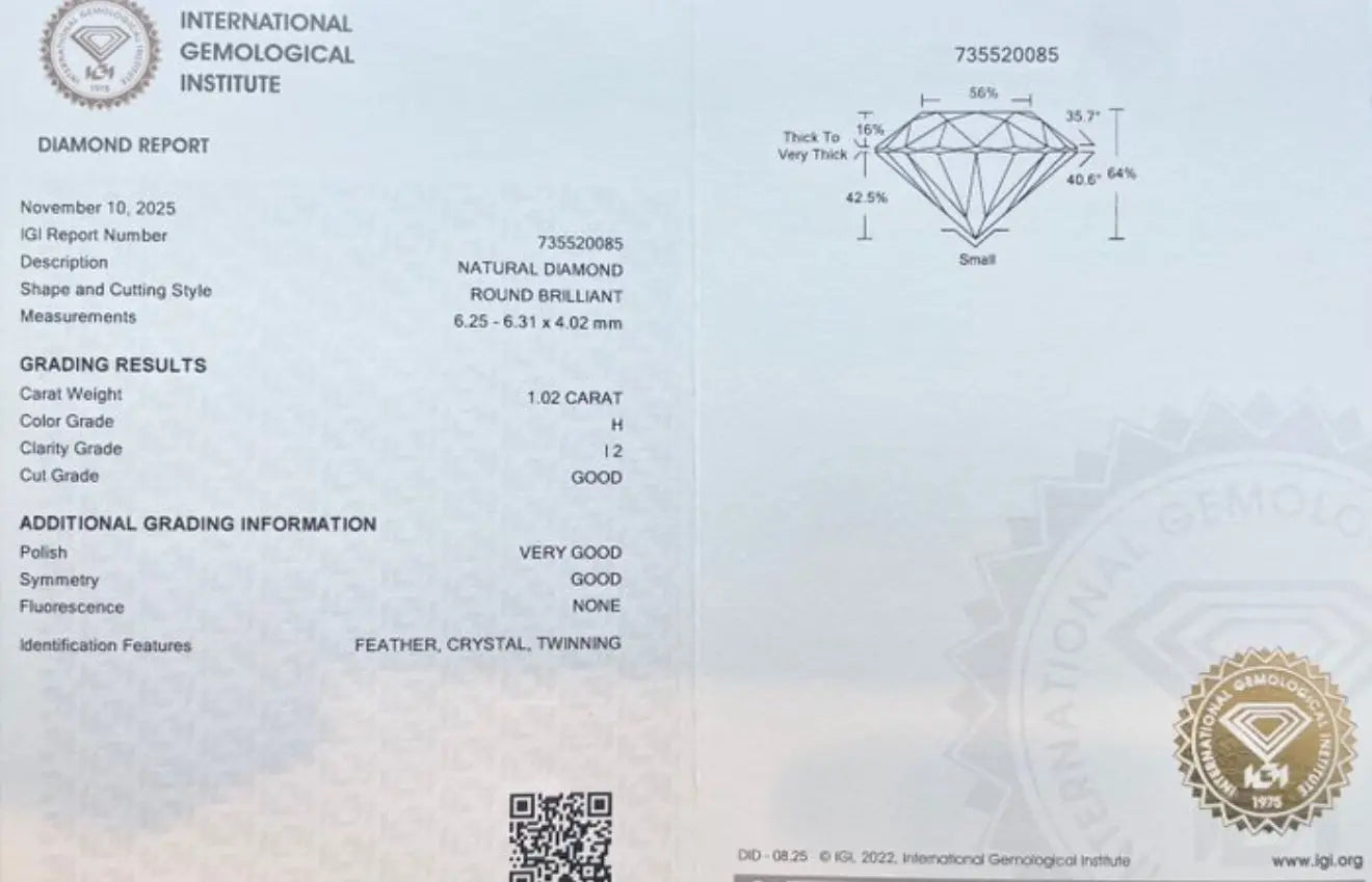 Natürlicher Diamant – 1,02 ct | Rund Brillant | IGI zertifiziert Cheap.Diamonds