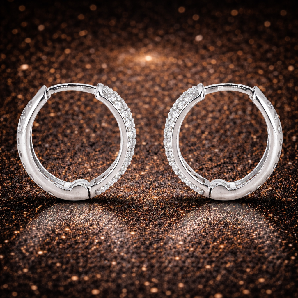 Elegante Naturdiamant-Creolen Ohrringe aus 14 Karat Weißgold (0,85 ct)