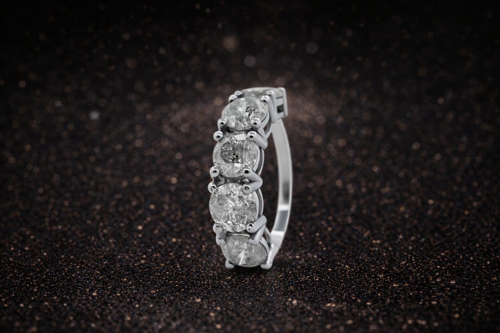 Half Eternity Diamantring – 14 kt Weißgold | 4,32 ct Naturdiamanten-zertifiziert Papas-Diamonds