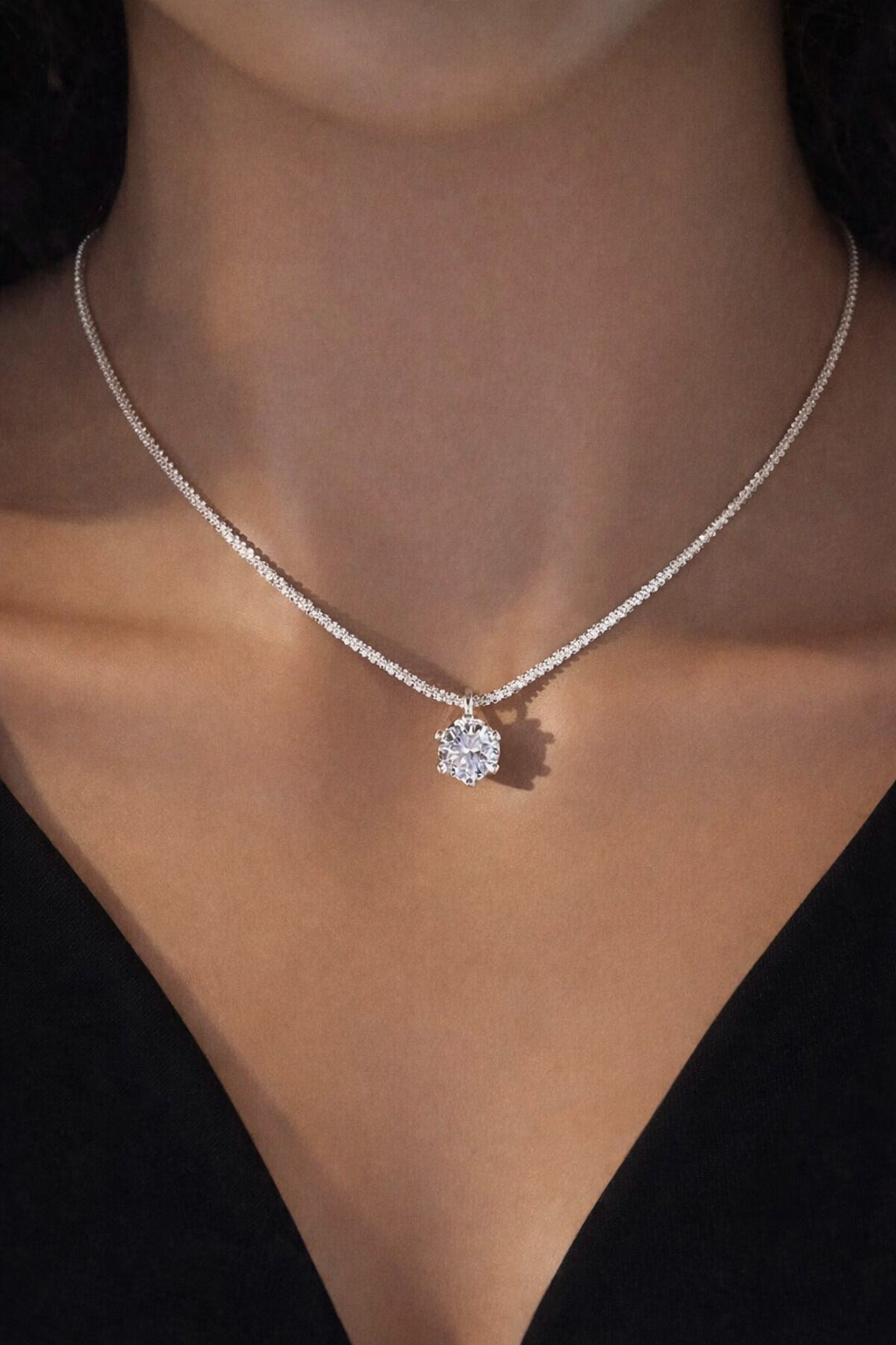 Funkelnde 6-Krallen Moissanit Halskette – 925 Sterling Silber D-Farbe | VVS1 | Mit GRA Zertifikat Papas.Diamonds.World