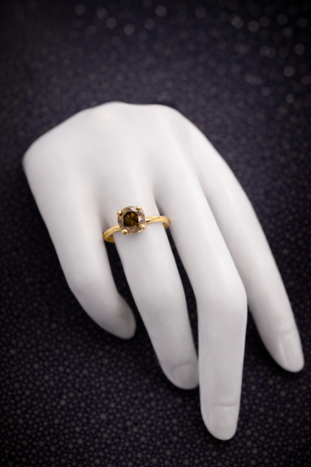 Exklusiver Damenring aus 14 kt Gelbgold mit natürlichem Fancy Deep Diamanten (1,21 ct) – IGI zertifiziert Cheap.Diamonds