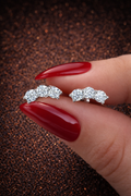 Moissanit Ohrstecker – 3 Steine | 925 Sterling Silber D-Farbe | VVS1 | Mit GRA Zertifikat Papas.Diamonds.World