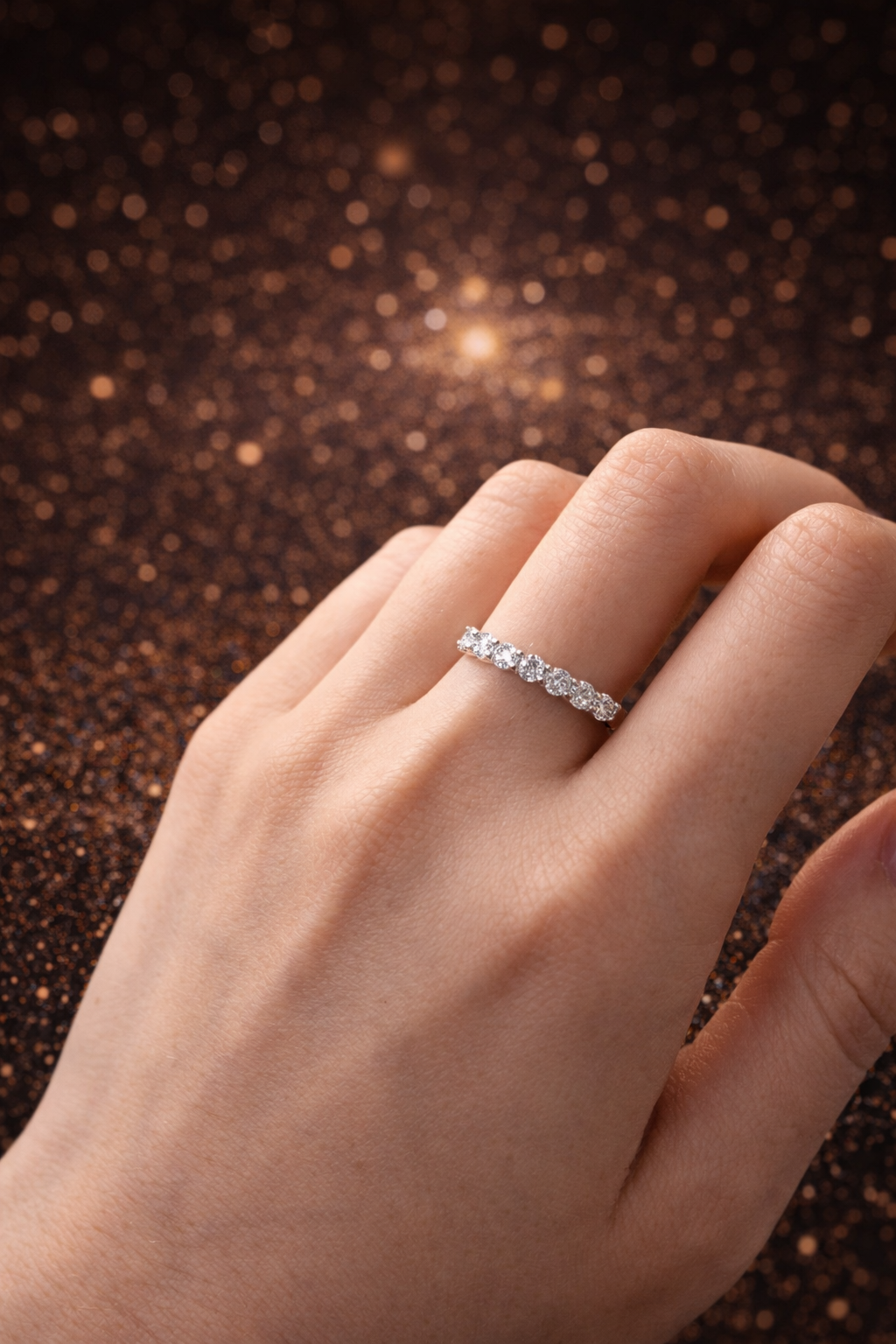 Halb-Ewigkeitsring aus 925 Sterling Silber – 7 Moissanit Steine mit GRA Zertifikat Papas.Diamonds.World