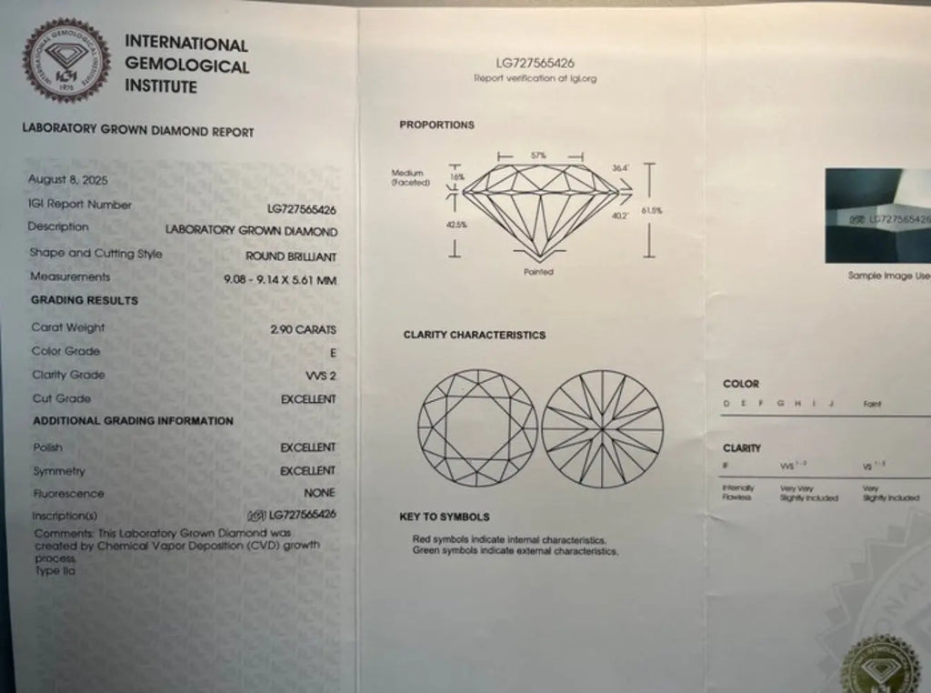 14K Weißgold – 3,05 ct Lab Grown Diamant – Rund – E / VVS2 – Exzellent- IGI zertifiziert Cheap.Diamonds