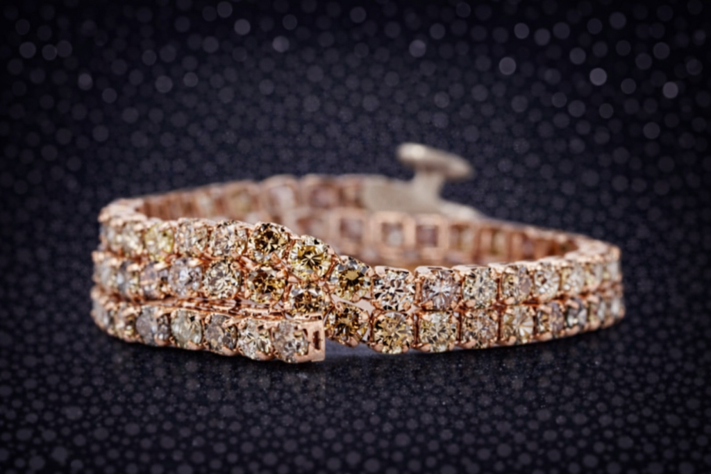 Elegantes Tennisarmband aus 18 kt Roségold mit natürlichen Fancy-Diamanten (2,30 ct) – IGI zertifiziert Cheap.Diamonds