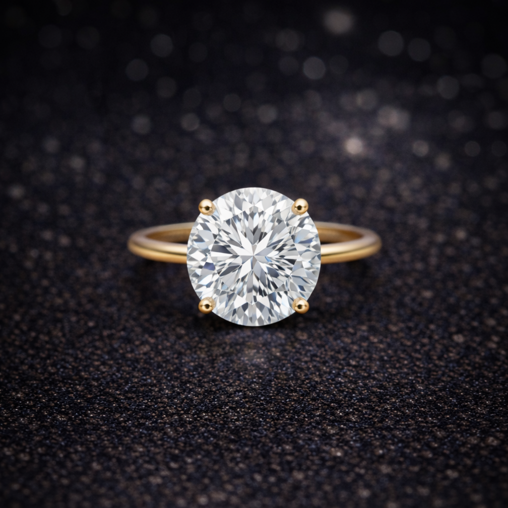 Ring 14 kt Gelbgold mit 3,00 ct Lab-Grown Diamant – D / VS2 – IGI zertifiziert