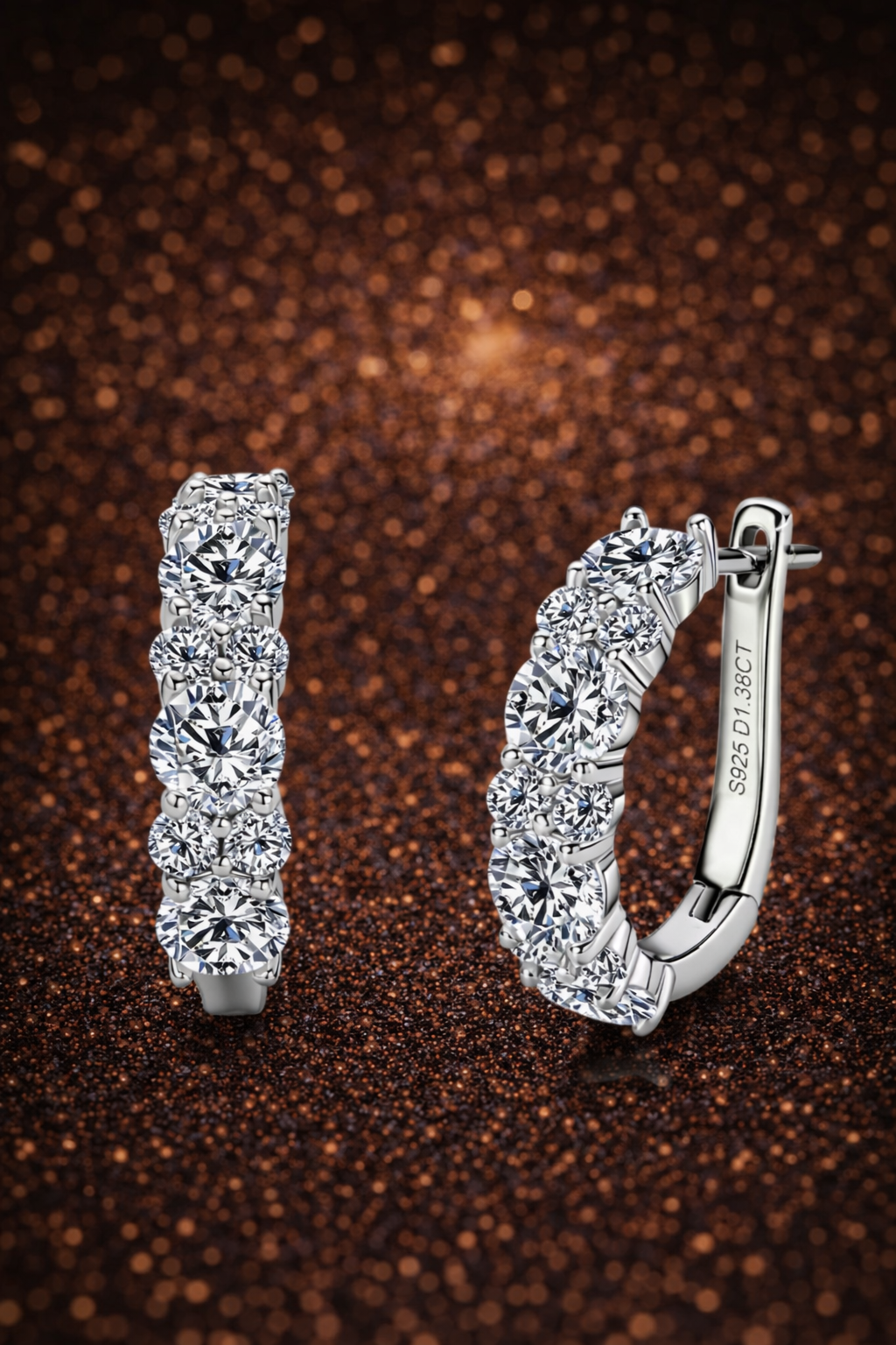 Moissanit Ohrringe 925 Sterling Silber 1,38 ct + 1.38 ct– D-Farbe | VVS1 Mit GRA Zertifikat Papas.Diamonds.World