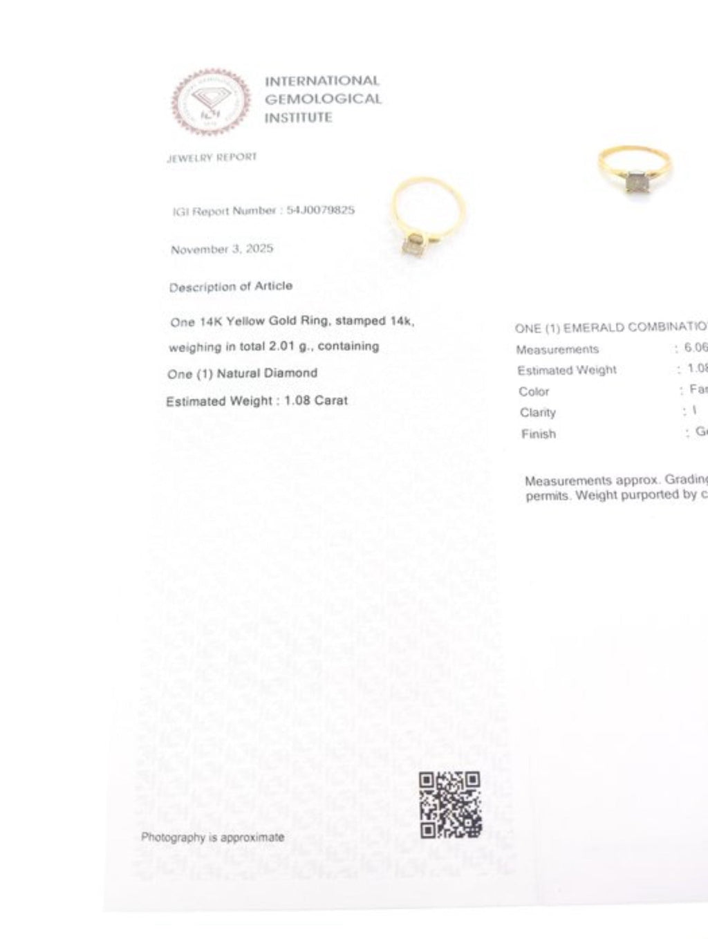 Exklusiver Damenring aus 14 kt Gelbgold mit natürlichem Fancy Deep Diamanten (1,08 ct) – IGI zertifiziert Cheap.Diamonds