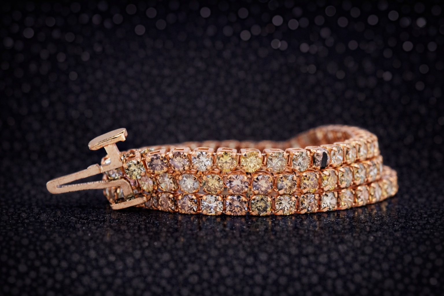 Elegantes Tennisarmband aus 18 kt Roségold mit natürlichen Fancy-Diamanten (2,30 ct) – IGI zertifiziert