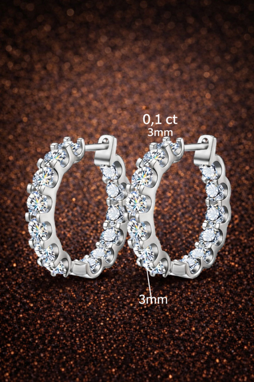 Elegante Moissanit Ohrringe – 0,1 ct | 925 Sterling Silber D-Farbe | VVS1 | Mit GRA Zertifikat