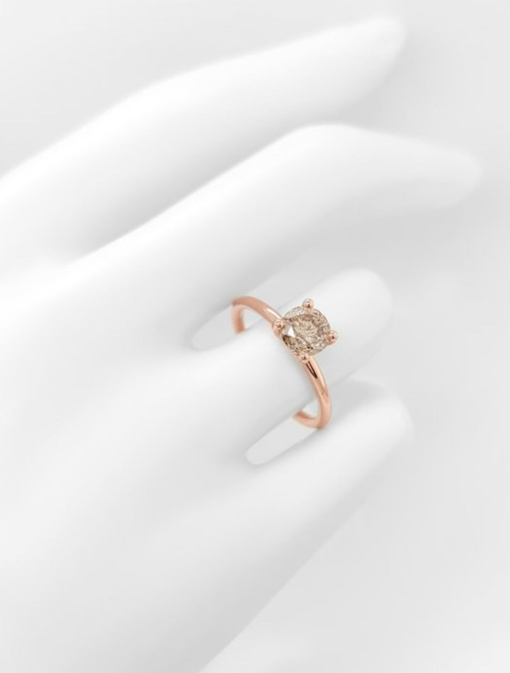 Romantischer Solitärring aus 14 kt Roségold mit natürlichem Fancy Brown Yellow Diamanten (1,03 ct) – IGI zertifiziert Cheap.Diamonds