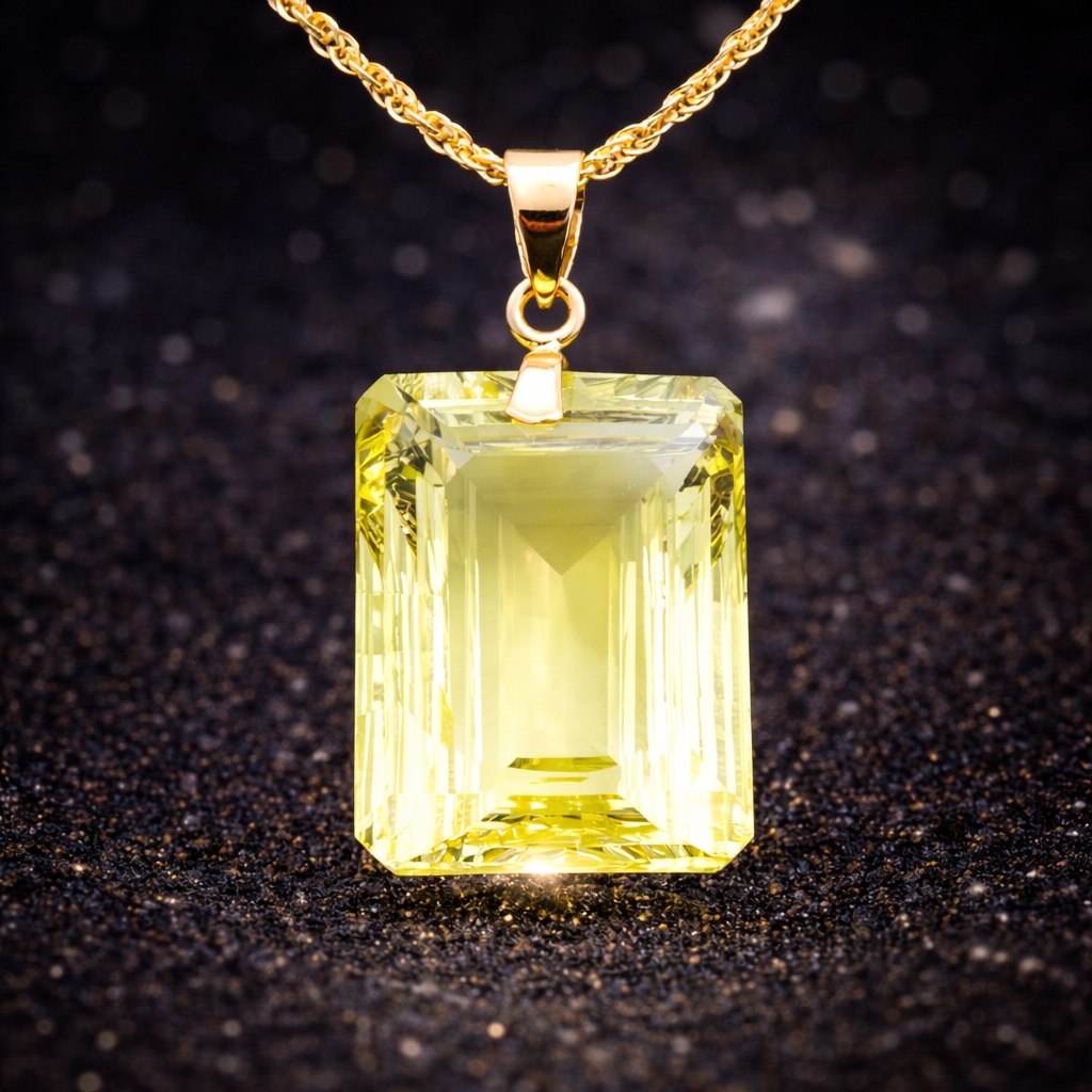 18 kt Gelbgold Halskette mit Citrin-Anhänger – 17,40 ct