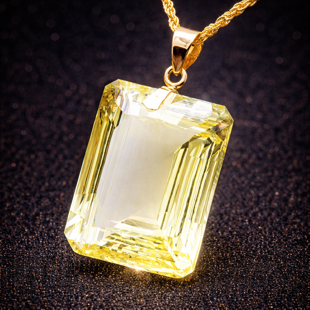 18 kt Gelbgold Halskette mit Citrin-Anhänger – 17,40 ct