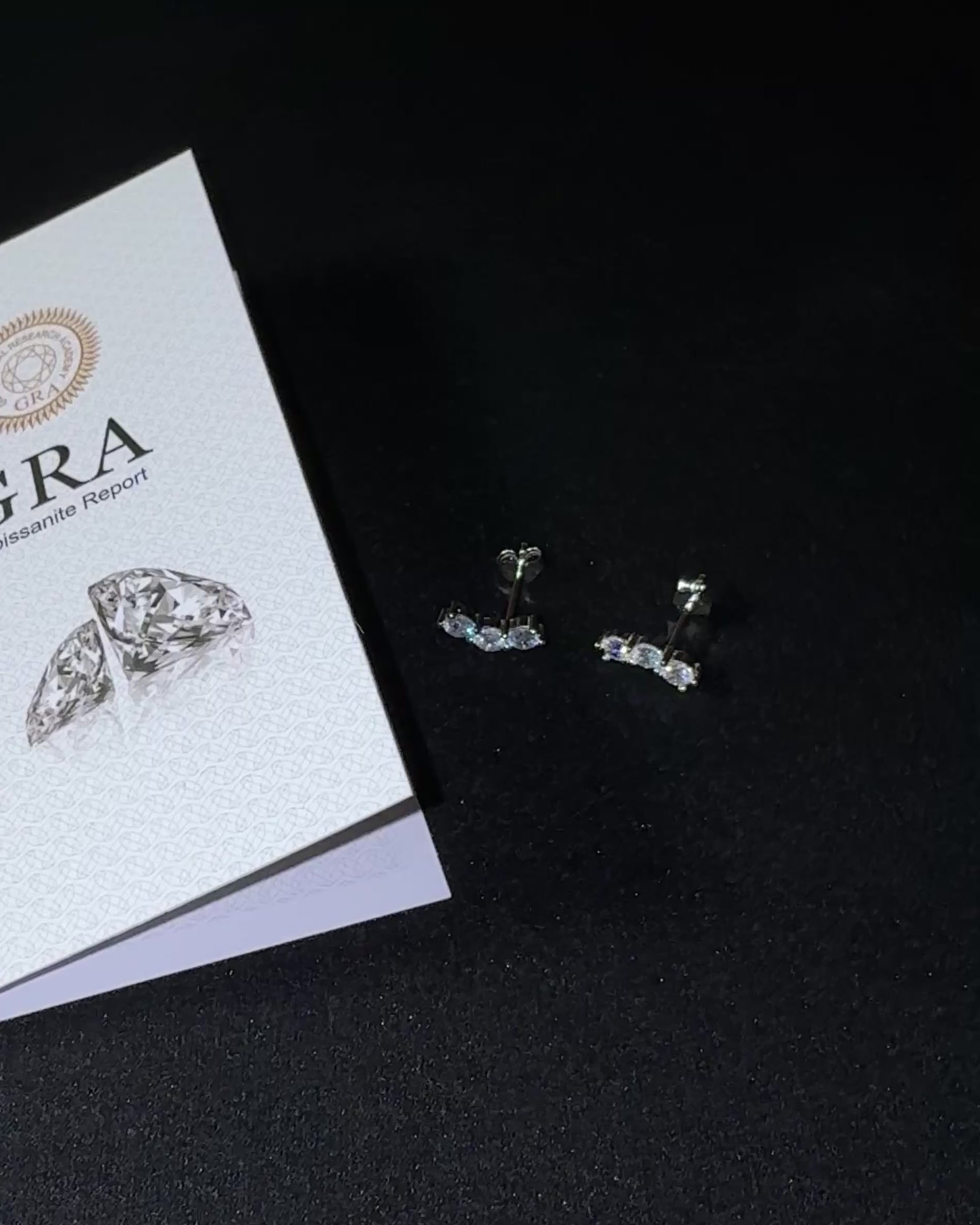Moissanit Ohrstecker – 3 Steine | 925 Sterling Silber D-Farbe | VVS1 | Mit GRA Zertifikat