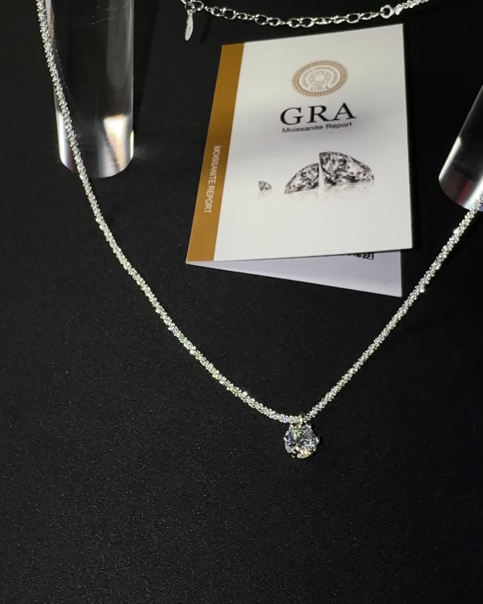 Funkelnde 6-Krallen Moissanit Halskette – 925 Sterling Silber D-Farbe | VVS1 | Mit GRA Zertifikat