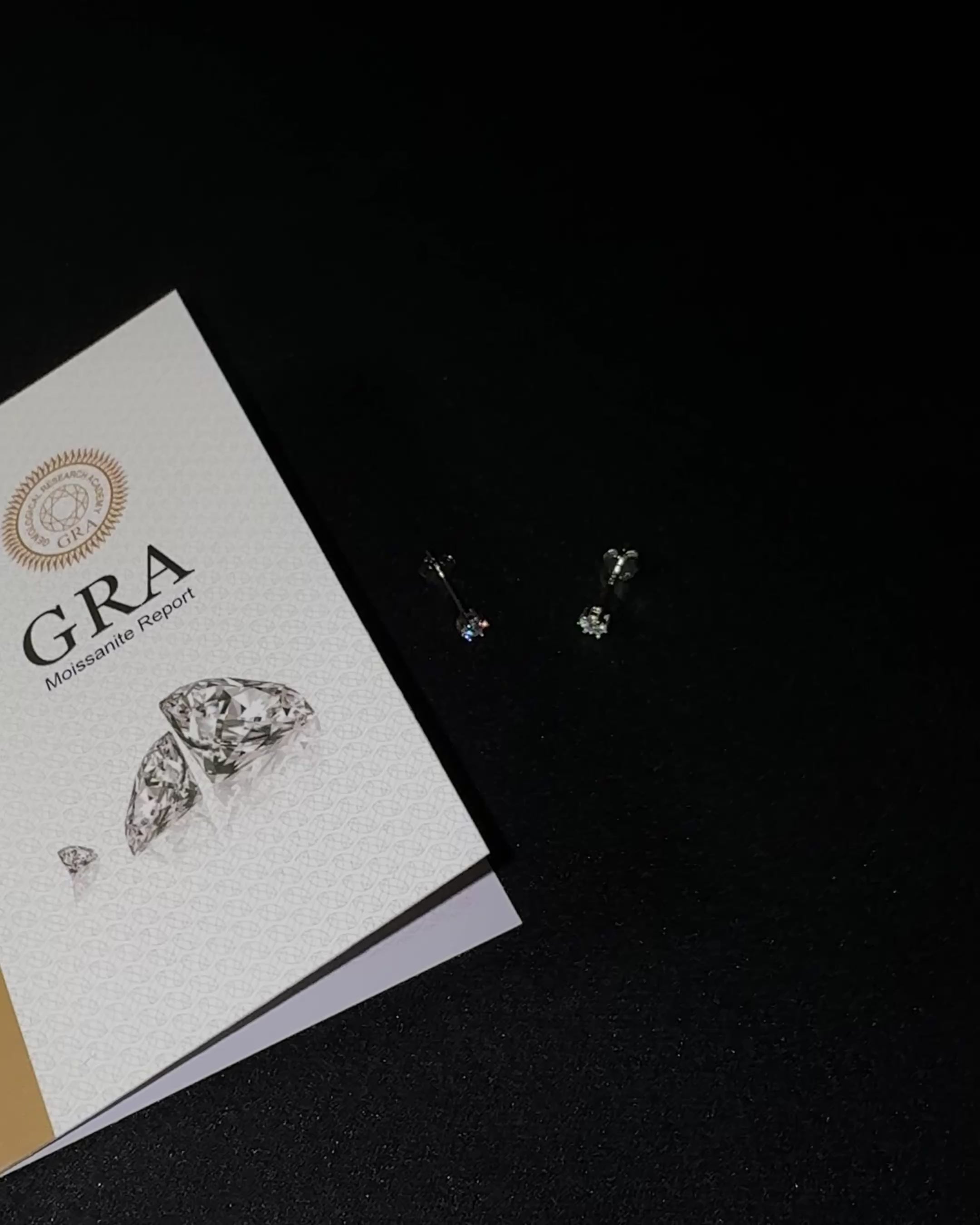 0,1 ct Moissanit Ohrstecker – 925 Silber – D-Farbe | VVS1 mit GRA Zertifikat